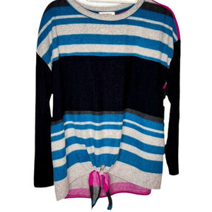 Brushed Knit Stripe Sweater with Tie.  Soft light weight.  Size Medium